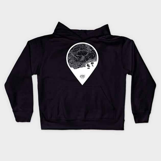 Kobe, Kansai, Japan City Map - Travel Pin Kids Hoodie by deMAP Studio